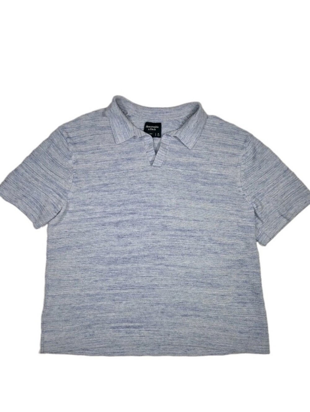 Abercrombie & Fitch Space Dye Textured Johnny Collar Polo Shirt Size XL Blue